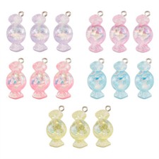 30pcs Colorful Resin Candy Pendants Smooth Mini Cute Charms DIY Craft 27x13mm