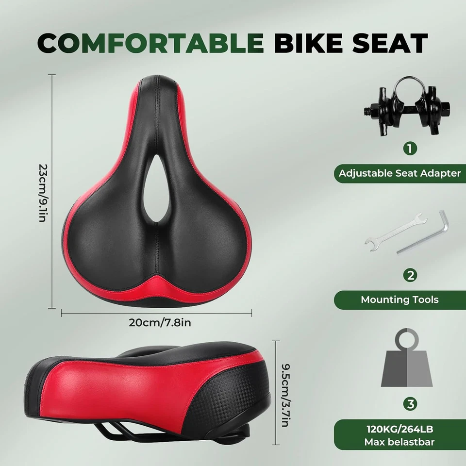 Cojín de asiento de bicicleta de espuma viscoelástica para hombres y mujeres - Sillín de bicicleta impermeable con C Foto 2 de 4