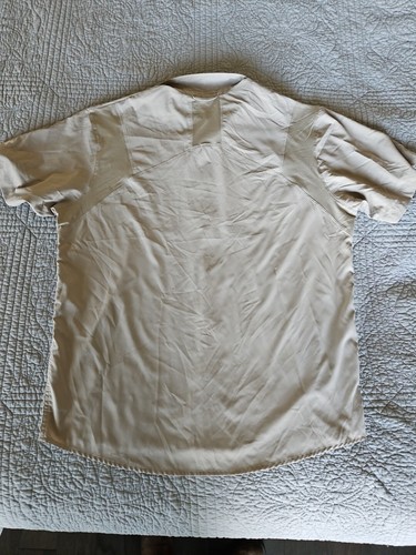 Under Armour Shirt Mens 2XL Beige Short Sleeve Button Up Loose Fit Heat Gear - Picture 6 of 6