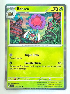 Rabsca 014/191 Holo Rare Surging Sparks - Pokemon TCG - Pack Fresh Near  Mint NM | eBay