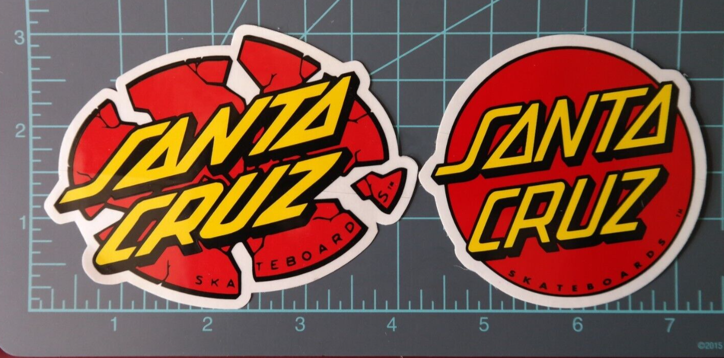 SANTA CRUZ vintage 90's red dot / exploded logo stickers x 2, powell ...