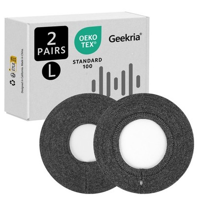 Geekria 2 Pairs Washable Headphone Covers (Size L / Dark Gray)