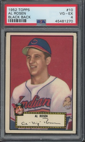 1952 Topps Baseball Black Back #10 Al Rosen High Number VG-EX PSA 4