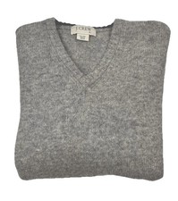 Men  s VTG Y2K J Crew V Neck Sweater 100 Wool Shetland Gray Size XL
