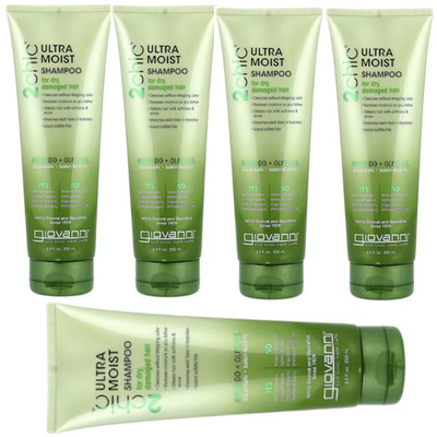 Giovanni 2chic Ultra-Moist Shampoo Avocado + Olive Oil 8.5 fl.oz Each (Pack of 5