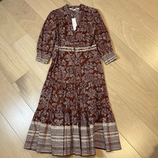 Veronica Beard Swedie In Rust Floral Midi Dress Long Sleeve Women’s 2