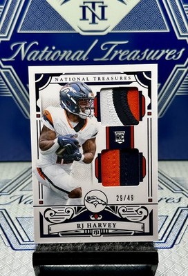 2025 National Treasures RJ Harvey Purple Holo Rookie Dual-Patches