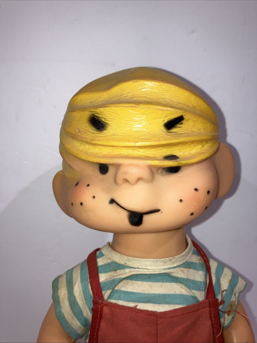 Vintage DENNIS THE MENACE Doll Swivel Head Plastic Soft 1950s HKK