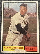 1961 TOPPS HIGH # SAM JONES (SAN FRANCISCO GIANTS) #555 FRONT PAPER LOSS