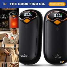 Rechargeable Hand Warmers 2 Pack - LED Display, 4 Heat Levels, USB Portable for