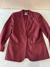 Vintage Sag Harbor 100 Wool Blazer Jacket Size 6 Petite Rich Burgundy