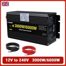 3000W 6000W Power Inverter DC 12V To AC 240V Converter 2USB 2AC LCD Display NEW