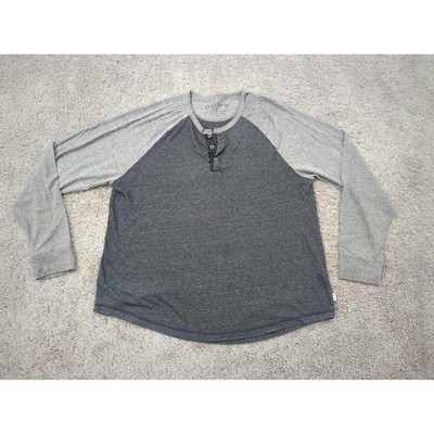 Lucky Brand Henley Shirt Long Sleeve Gray Raglan Casual Top Mens XL