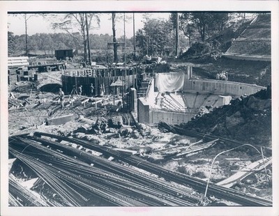 1940 Photo Construction Workers Dirt Trees Machines Business Vintage Image