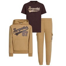 Boys 3 Piece Outfit Set - Fleece Pullover Hoodie, Cargo Sweatpants, T-Shirt, ...