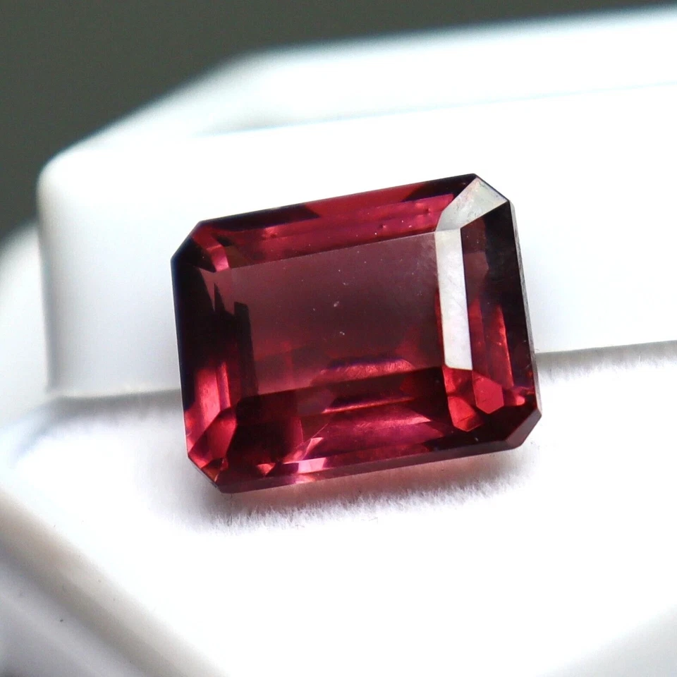Hessonite Natural Emerald Cut 10-12 Ct Garnet Red Raspberry Color Loose Gemstone - Image 2 of 4