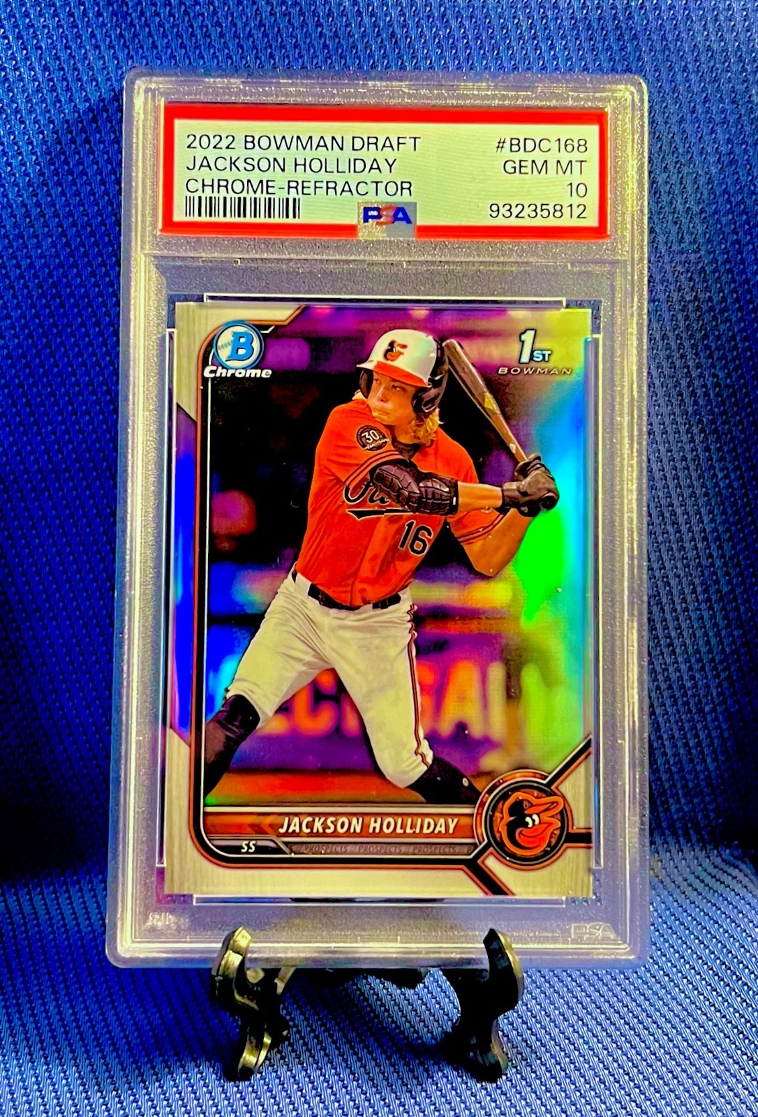 Jackson Holliday 2022 Bowman Draft 1st Chrome Refractor #BDC168 PSA 10 GEM MINT view 2