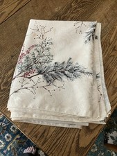 52x72" Rectangle Christmas Holiday Damask Tablecloth Holly Berries Pine Cones