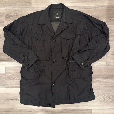 G-STAR Raw Falco Field Jacket Men s XL  Zip Military Utility Cargo Cotton Black