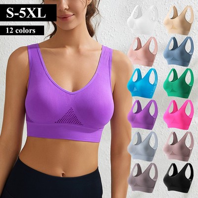 Damen Sport BH Push Up Bustier Gepolstert Form Bra Fitness Laufen Tank Top S-5XL