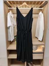 HUSH SIZE UK 12 BLACK DRESS VEST MAXI SLEEVELESS DRAWSTRING TIE WAIST CASUAL