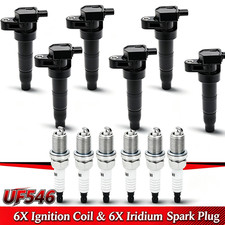 6 Ignition Coil  Iridium Spark Plug Fits For Hyundai Santa Fe Kia Sorento UF546