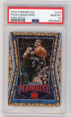 2022-23 Panini Chronicles Paolo Banchero Asia Gold /8 PSA 10 RC Marquee Magic