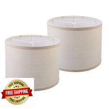 Wankaix Beige Linen Drum Lampshades Set of 2, 10x10x8 for Table Lamps