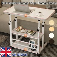 Height Adjustable Small PC Computer Desk Mobile Overbed Table Laptop Stand Shelf