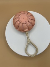 Vintage celluloid baby rattle pink clam shell design Made in USA 1920’s era