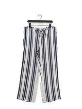 Tory Burch Women's Suit Trousers L White Striped 100% Linen Straight Dress Pants