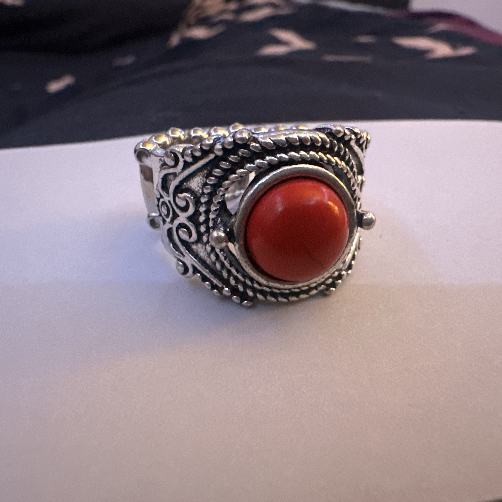 Vintage Red Stone Ring Adjustable - image 7