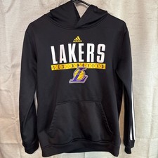 KIDS Los Angeles LA Lakers Hoodie YOUTH XL 18 Adidas Black Pullover Sweater NBA