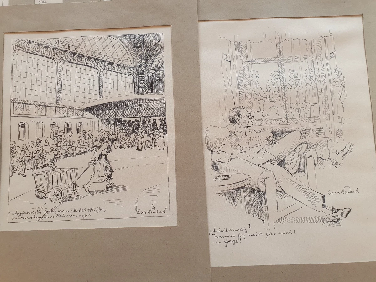 Erich NEUBERT: 17 orig.- Federzeichnungen, 1946 Grosz, Gulbransson