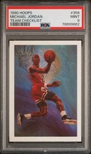 1990 Hoops #358 Michael Jordan Team Checklist PSA 9