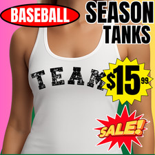 Women's New White Baseball Logo Tank Top, Favorite Sports Team Top, Mother's day