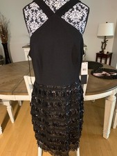Women's Adrianna Papell Black Combo Fabric Mini Dress Size 10