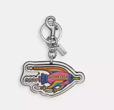 Coach Colorful Leather Cartoon 3D Art Rocket Bag Charm Keychain Ring