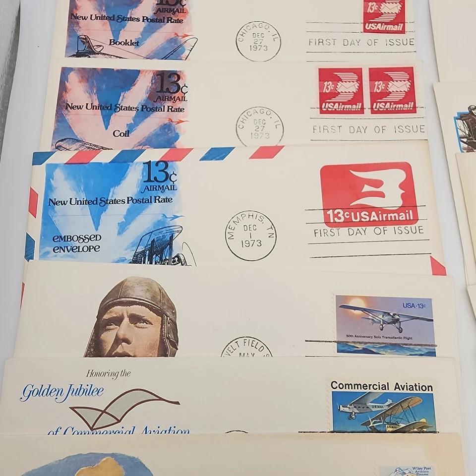 Vintage Aviation Airplane Pilot USA Theme First Day Issue Cover Card Lot 1970s - Image 3 of 4