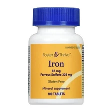 Iron Ferrous Sulfate 65 Mg 100 Tabs By Foster And Thrive