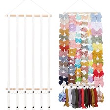 1 PCS White 28 Inch Hair Bow Holder Organizer Clips Headband Wall Hanging