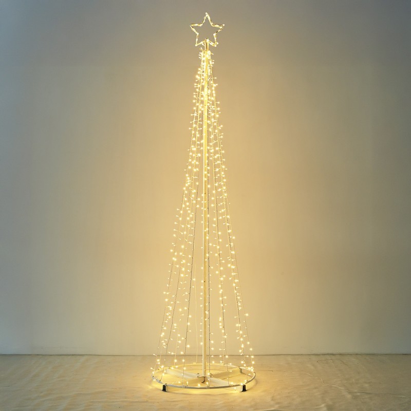 AplusChoice 9Ft Solar Christmas Cone Tree Light 8 Modes Outdoor Decor Warm White