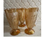 Vintage Jeanette Iris and Herringbone Carnival Glass Footed Tumblers set of 5