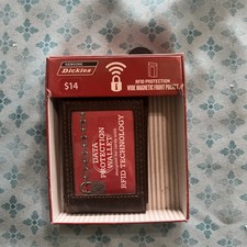 Dickies Brown Leather Data Protection Wallet RFID Technology NIB