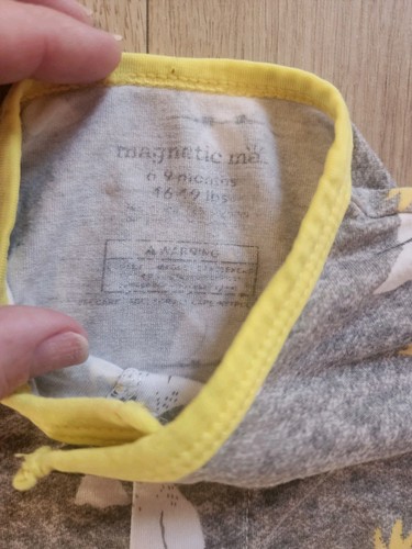 Magnetic Me Kakadu Vogel Bambus Pyjama Größe 6-9 Monate grau gelb Baby gebraucht, in einwandfreiem Zustand - Bild 3 von 5
