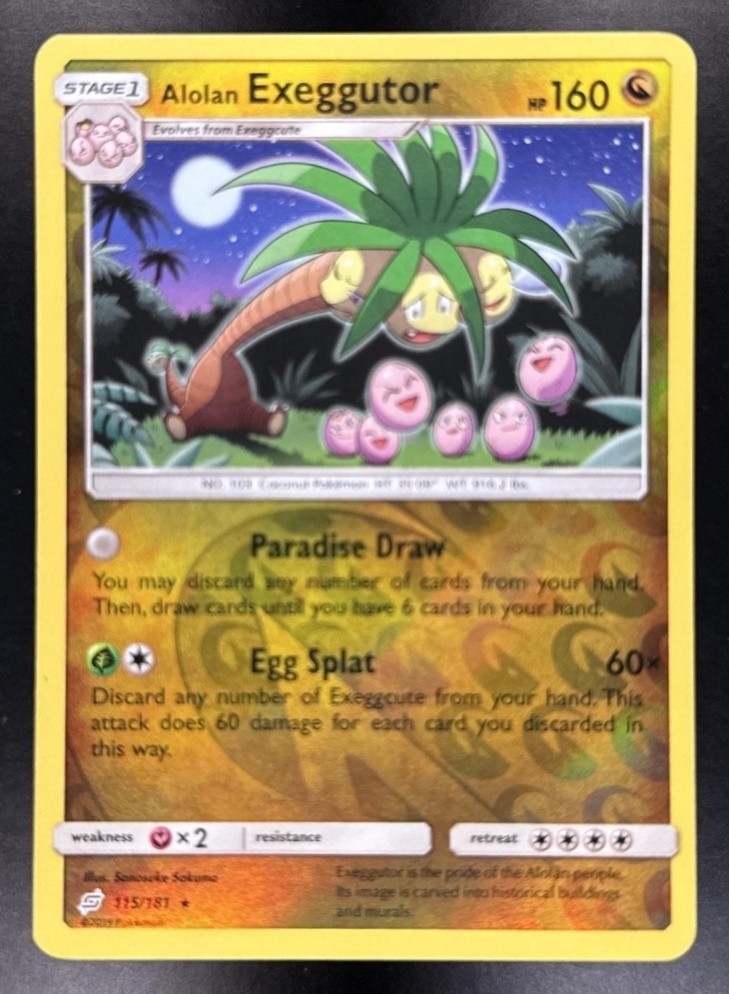 2019 Pokemon Sun & Moon Team Up Alolan Exeggutor Reverse Holo #115/181