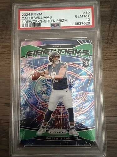 2024 Panini Prizm - Fireworks Caleb Williams #25 Green Prizm (RC)