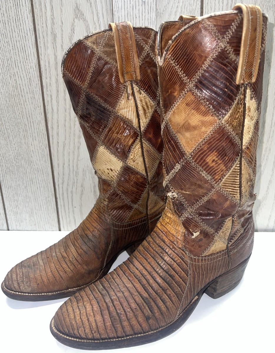 VINTAGE WRANGLER WB MASTERSON LIZARD PATCHWORK WESTERN  display picture 1