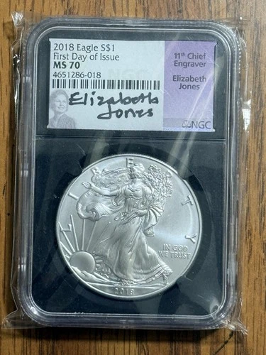 2018 American Silver Eagle $1 NGC MS70 FDOI JONES SIGNED 11th Chief Engraver!