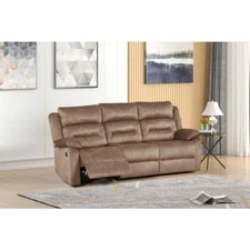 Upholstered Power Reclining Sofa, Modern Living Room 3-Seater Sofa Couch, Tan
